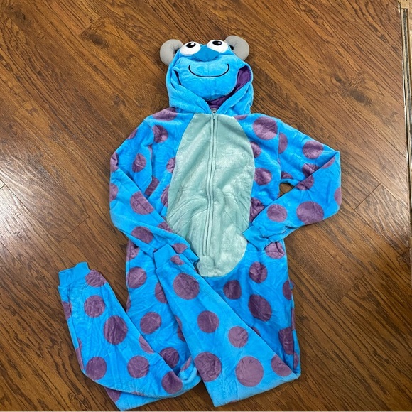 Monsters Inc Adult Unisex One Piece Pajama Set Sully Character Pockets Hooded‎ - Picture 1 of 8
